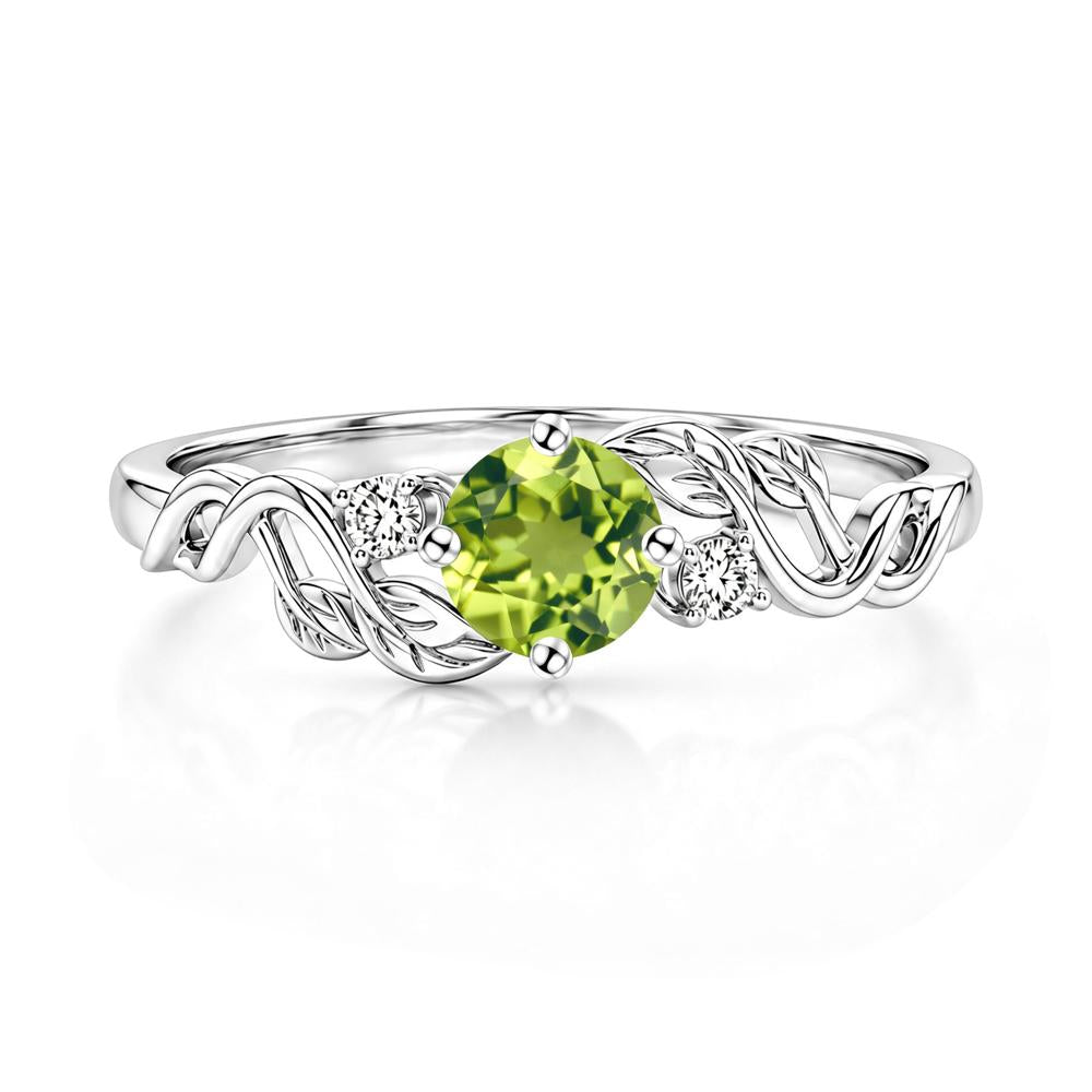 Round Shaped Alexandrite Twisted Leaf Ring - LUO Jewelry #gemstone_Peridot