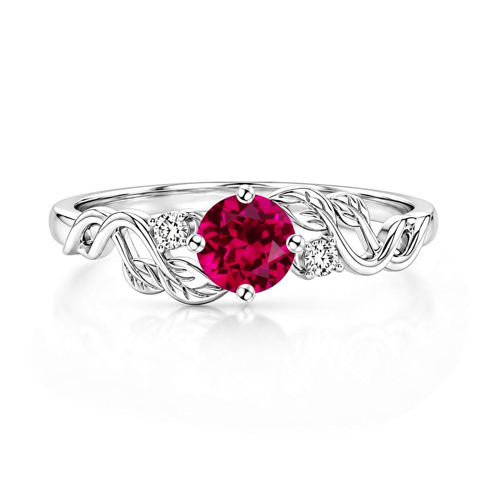 Round Shaped Alexandrite Twisted Leaf Ring - LUO Jewelry #gemstone_Ruby