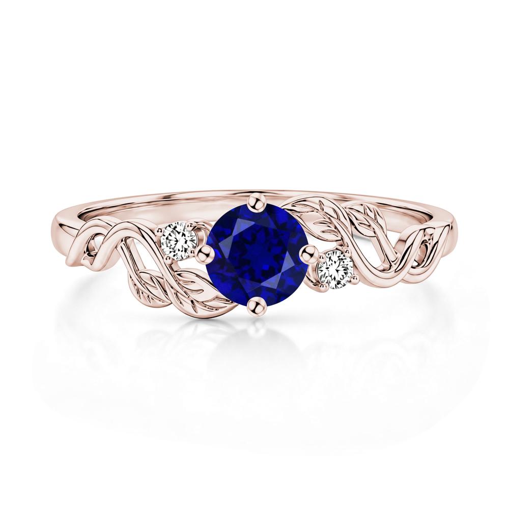 Round Shaped Alexandrite Twisted Leaf Ring - LUO Jewelry #gemstone_Sapphire