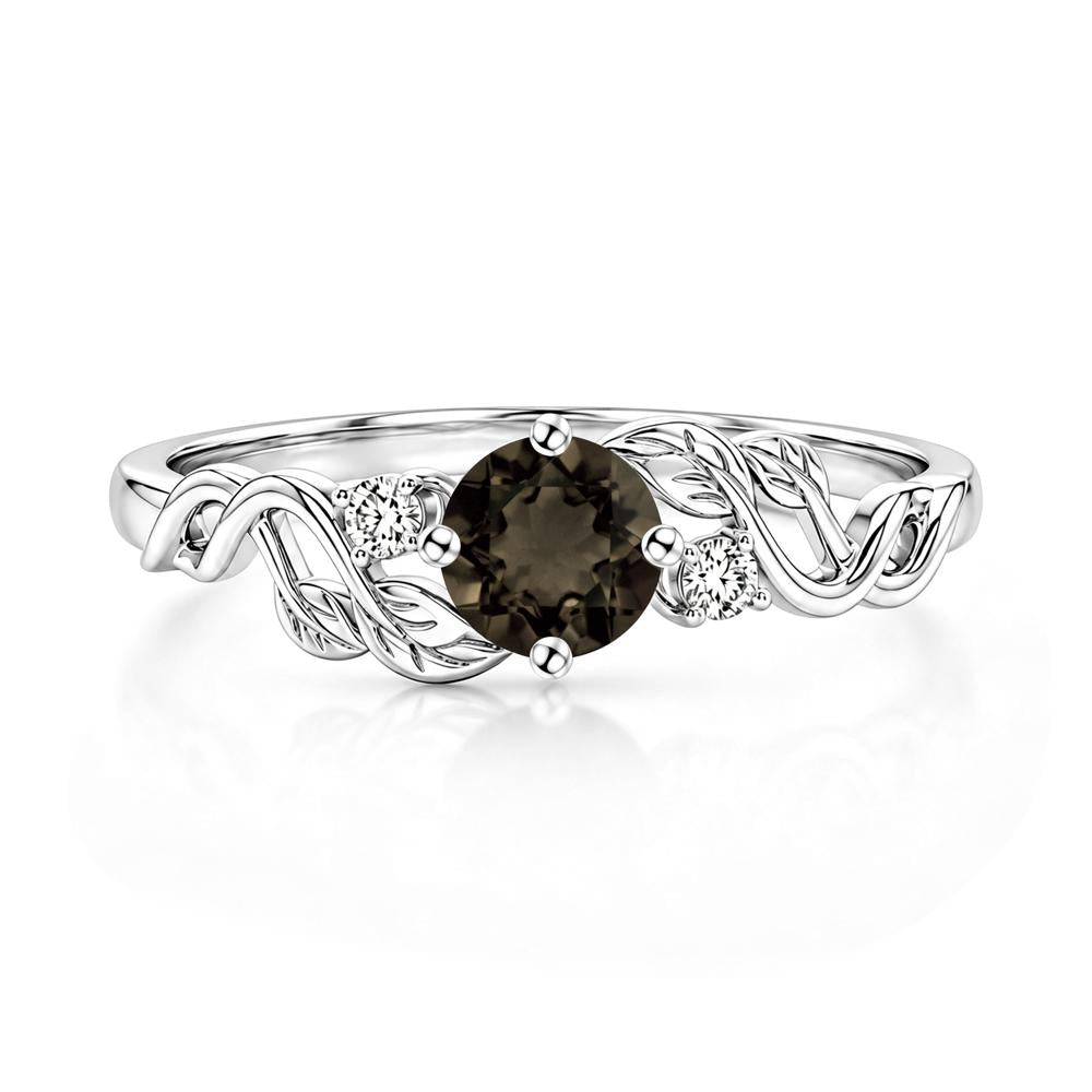 Round Shaped Alexandrite Twisted Leaf Ring - LUO Jewelry #gemstone_Smoky Quartz