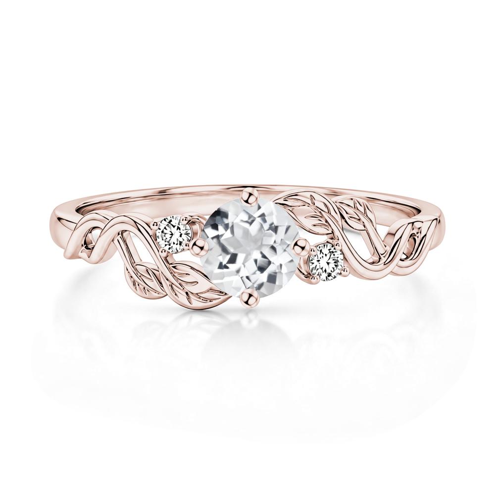 Round Shaped Alexandrite Twisted Leaf Ring - LUO Jewelry #gemstone_White Topaz
