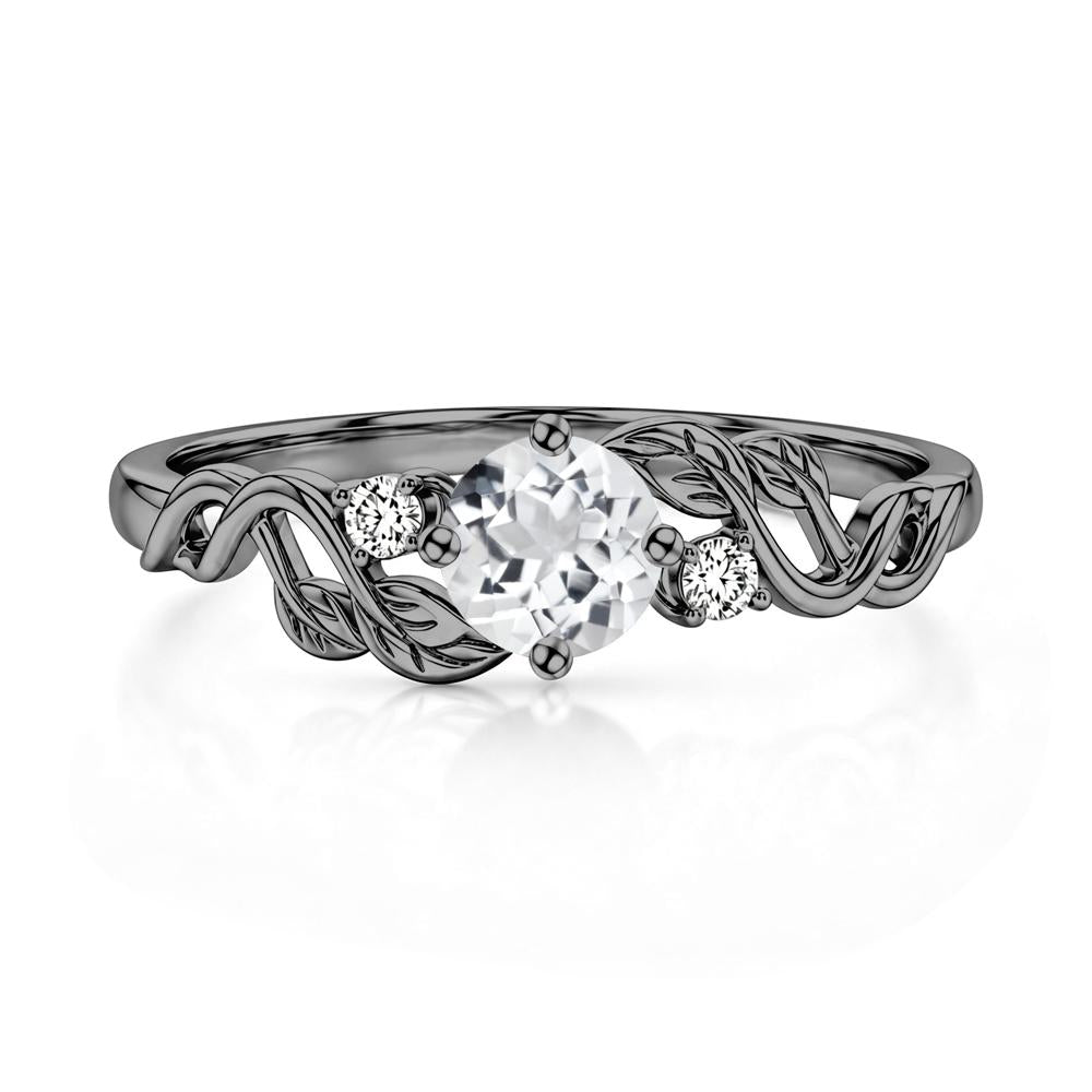 Round Shaped Alexandrite Twisted Leaf Ring - LUO Jewelry #gemstone_White Topaz