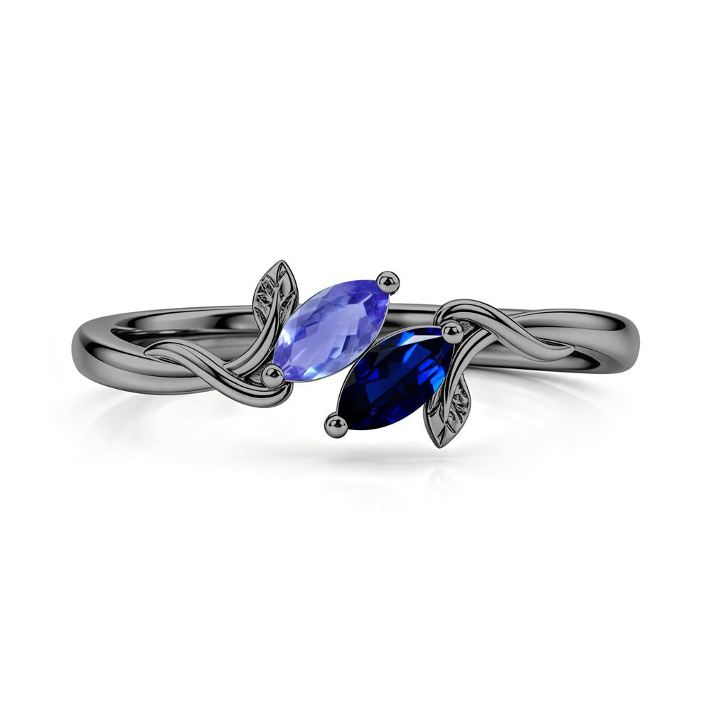 Bypass Leaf Toi Et Moi Rose Quartz and Ruby Ring - LUO Jewelry #gemstone_Sapphire and Tanzanite