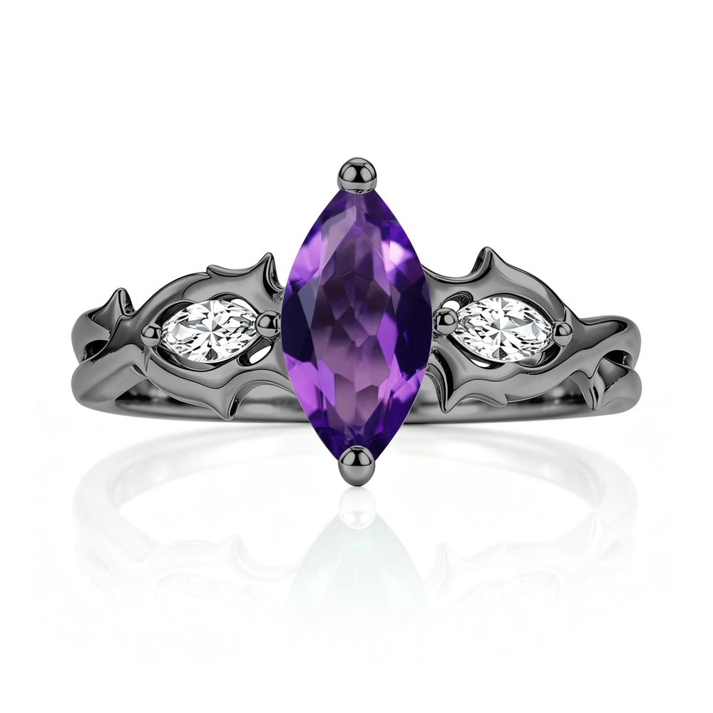 Marquise Cut Emerald Thorn Gothic Ring - LUO Jewelry #gemstone_Amethyst