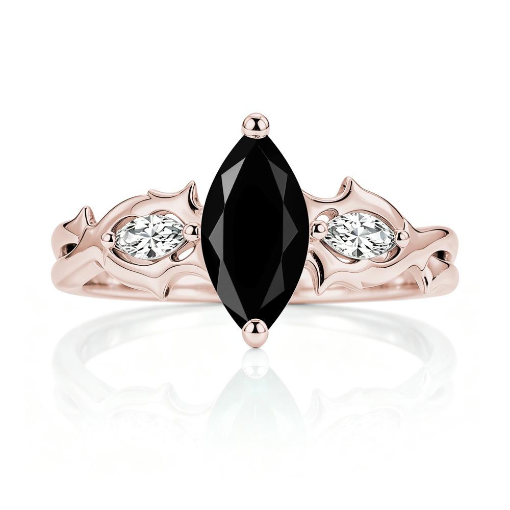 Marquise Cut Emerald Thorn Gothic Ring - LUO Jewelry #gemstone_Black Spinel