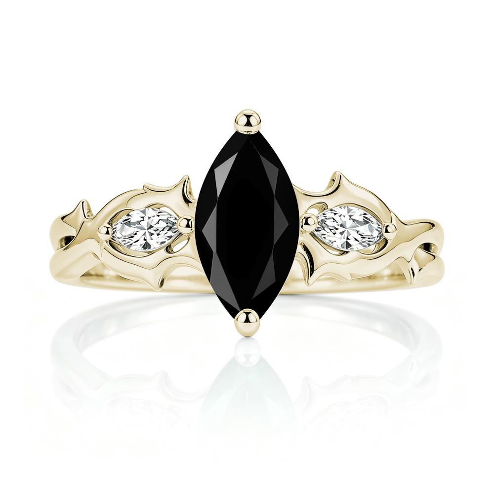 Marquise Cut Emerald Thorn Gothic Ring - LUO Jewelry #gemstone_Black Spinel