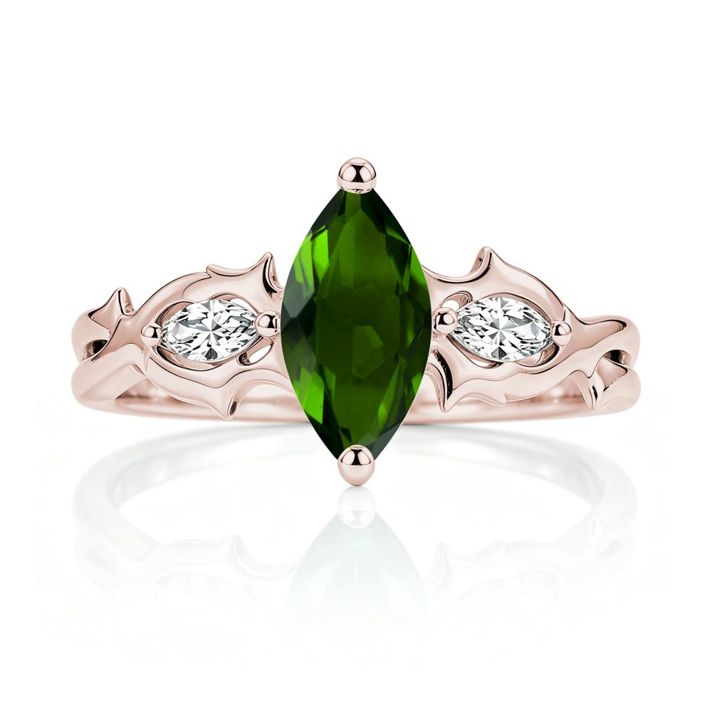 Marquise Cut Emerald Thorn Gothic Ring - LUO Jewelry #gemstone_Diopside