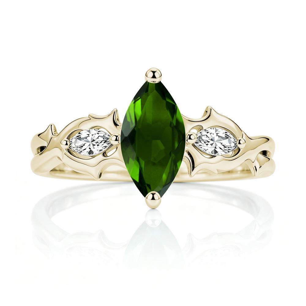 Marquise Cut Emerald Thorn Gothic Ring - LUO Jewelry #gemstone_Diopside