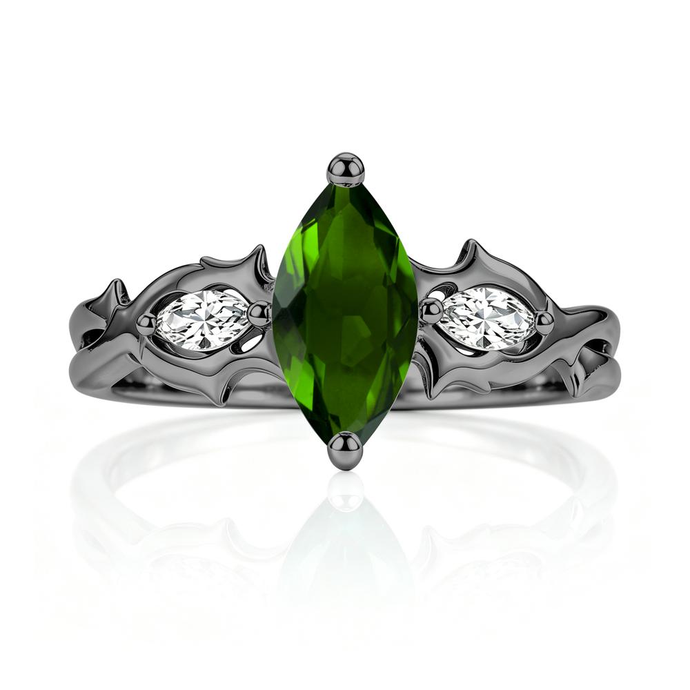 Marquise Cut Emerald Thorn Gothic Ring - LUO Jewelry #gemstone_Diopside