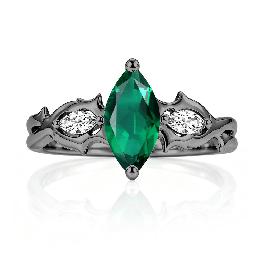 Marquise Cut Emerald Thorn Gothic Ring - LUO Jewelry #gemstone_Emerald
