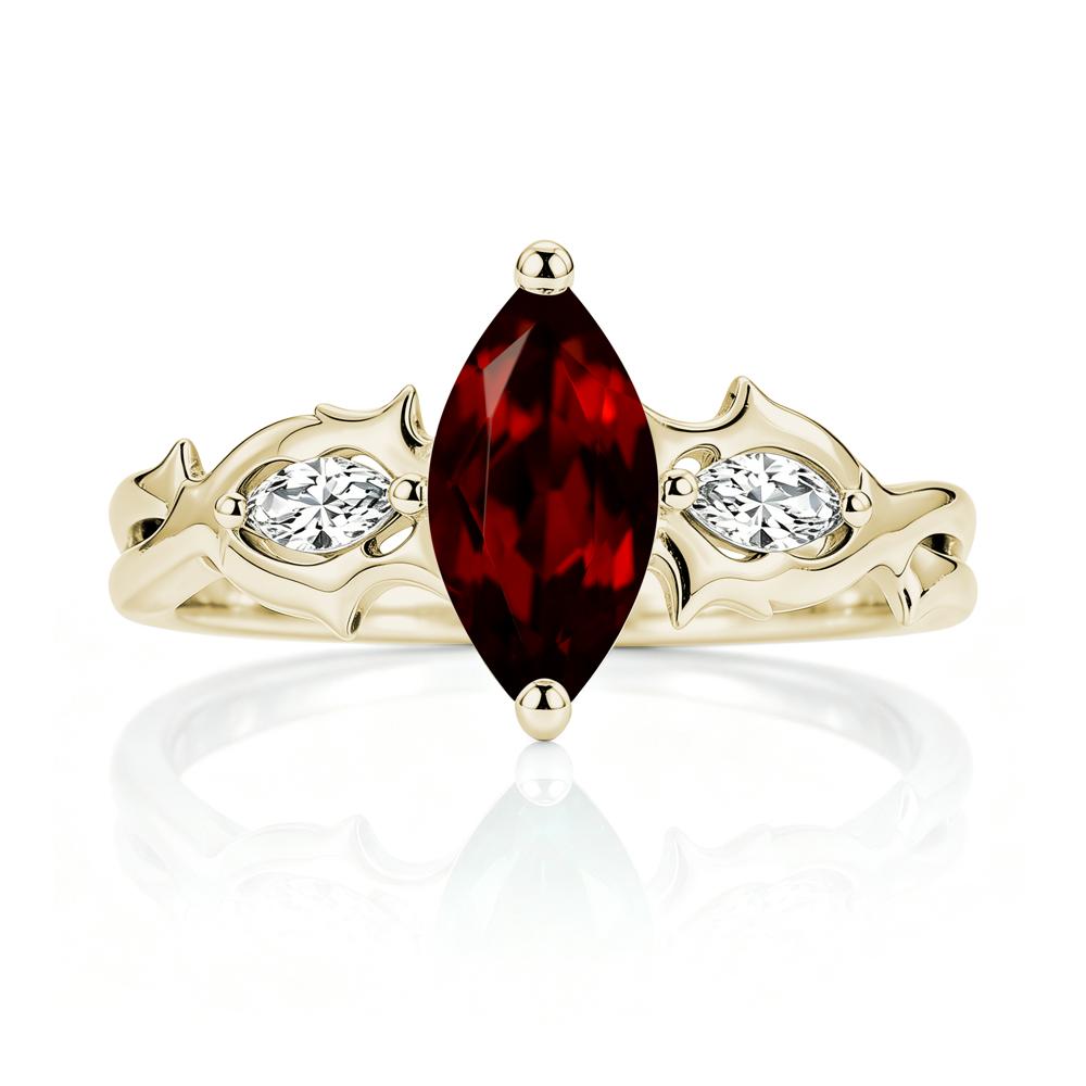 Marquise Cut Emerald Thorn Gothic Ring - LUO Jewelry #gemstone_Garnet