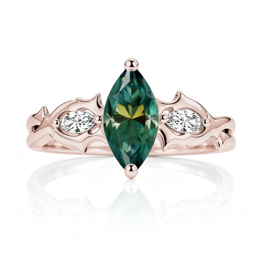 Marquise Cut Emerald Thorn Gothic Ring - LUO Jewelry #gemstone_Green Moissanite