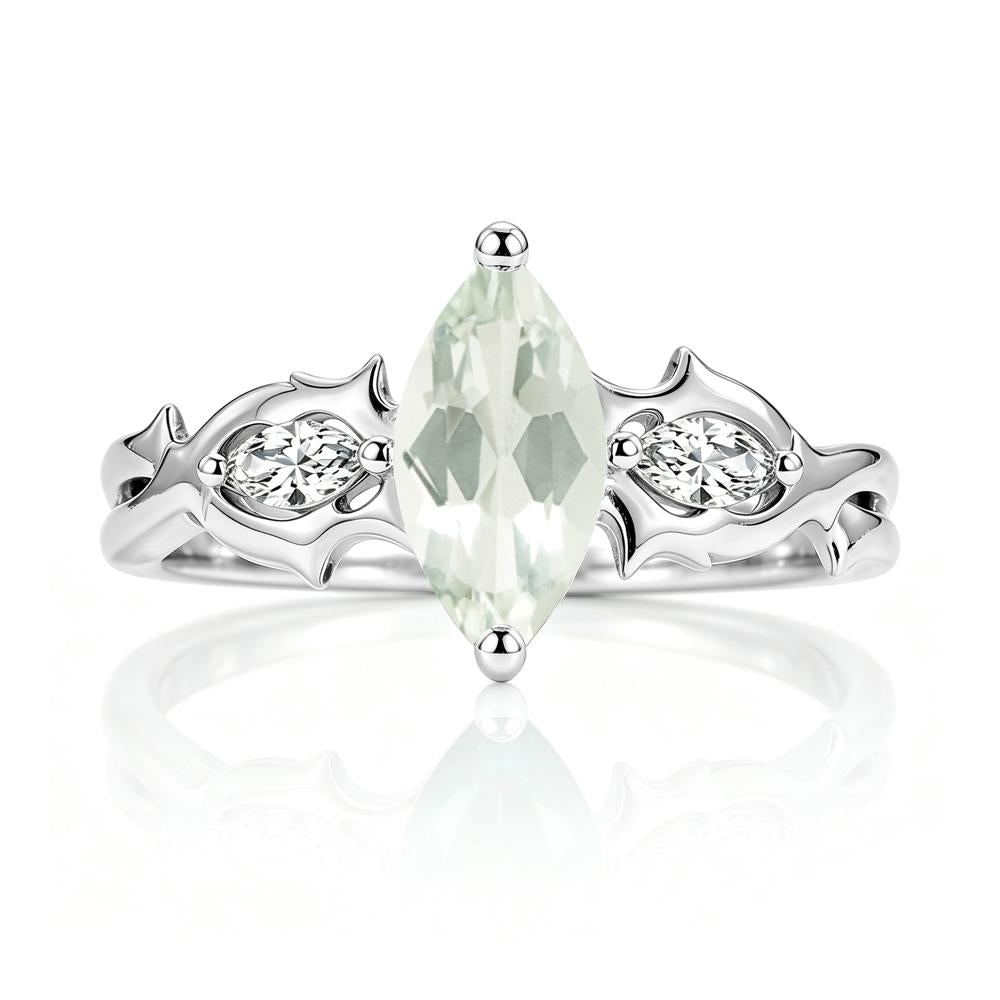 Marquise Cut Emerald Thorn Gothic Ring - LUO Jewelry #gemstone_Green Amethyst