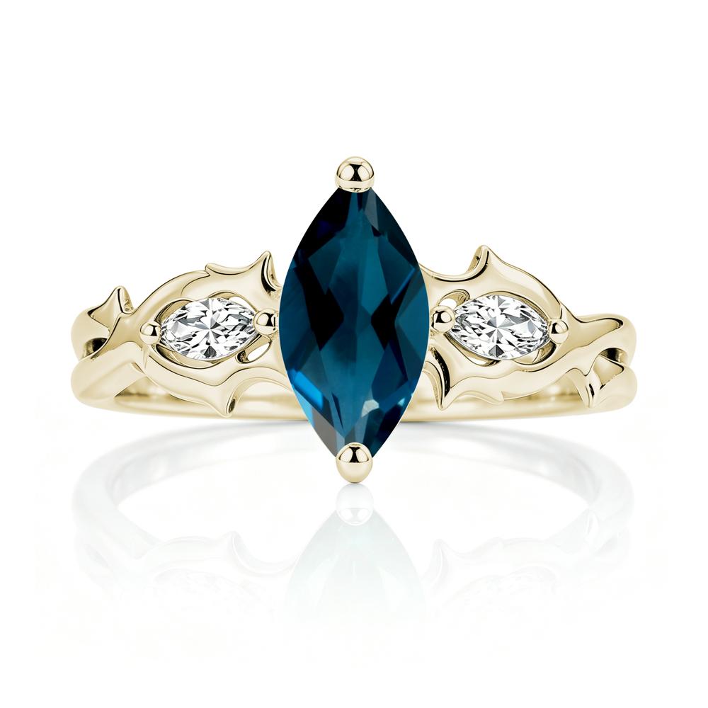 Marquise Cut Emerald Thorn Gothic Ring - LUO Jewelry #gemstone_London Blue Topaz
