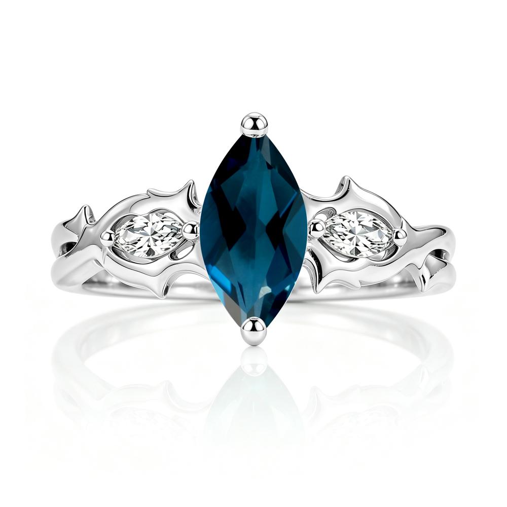 Marquise Cut Emerald Thorn Gothic Ring - LUO Jewelry #gemstone_London Blue Topaz