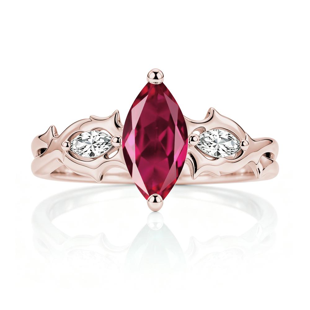 Marquise Cut Emerald Thorn Gothic Ring - LUO Jewelry #gemstone_Ruby