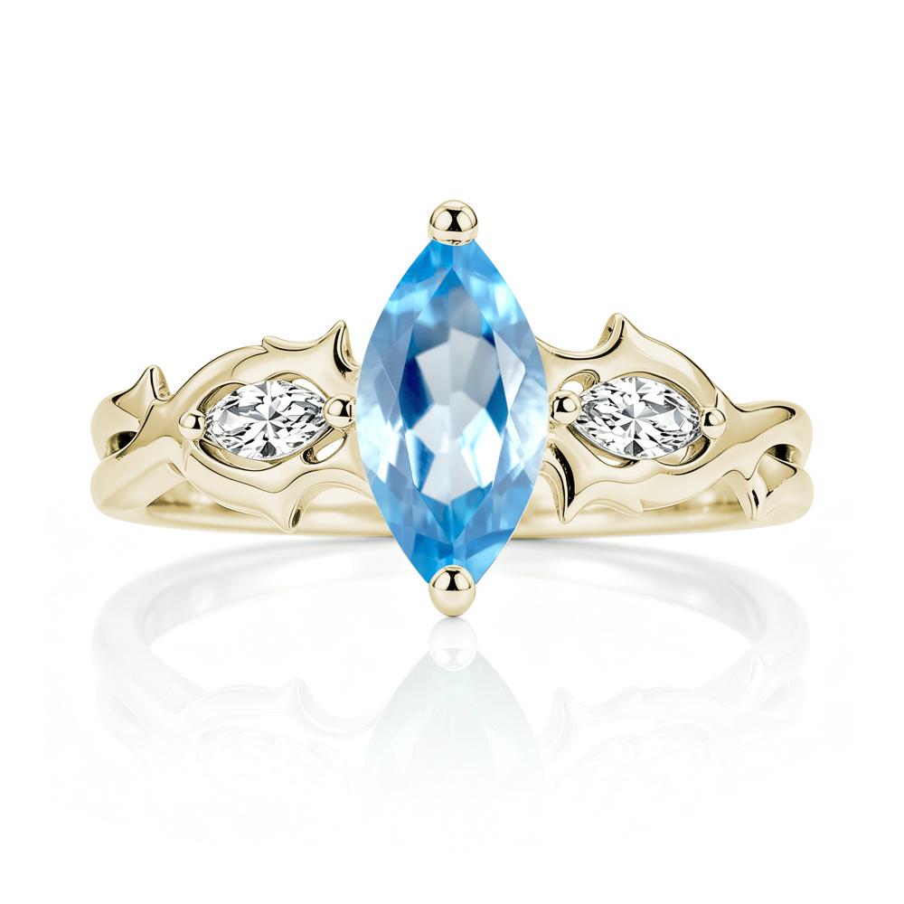 Marquise Cut Emerald Thorn Gothic Ring - LUO Jewelry #gemstone_Swiss Blue Topaz