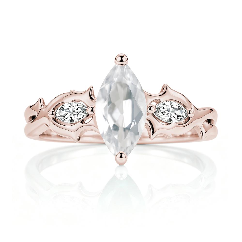 Marquise Cut Emerald Thorn Gothic Ring - LUO Jewelry #gemstone_White Topaz