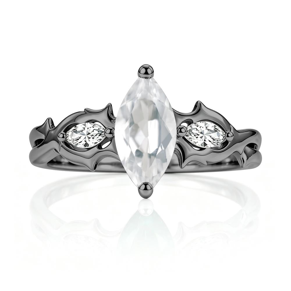 Marquise Cut Emerald Thorn Gothic Ring - LUO Jewelry #gemstone_White Topaz
