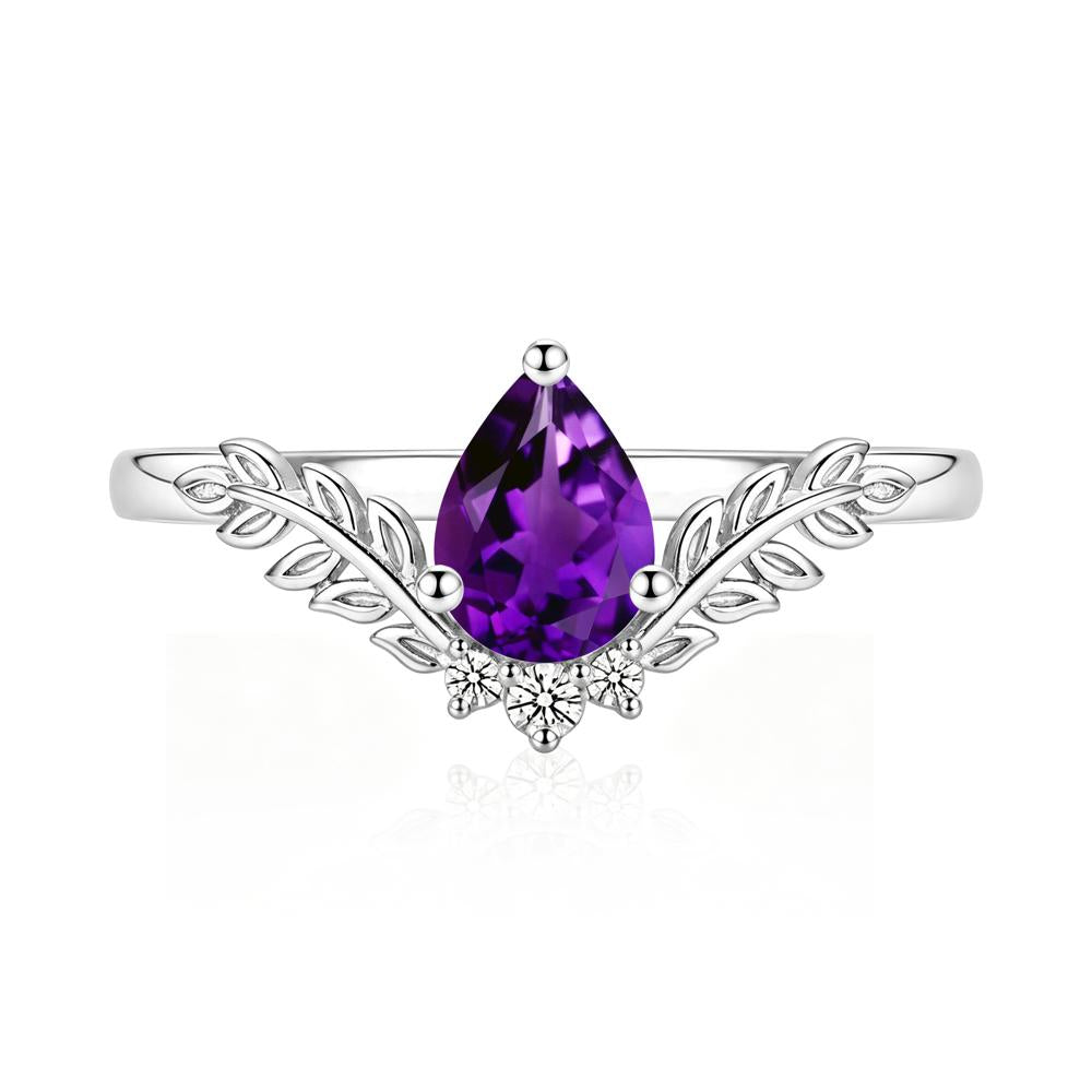 Pear Shaped Alexandrite Leaf Curved Ring - LUO Jewelry #gemstone_Amethyst