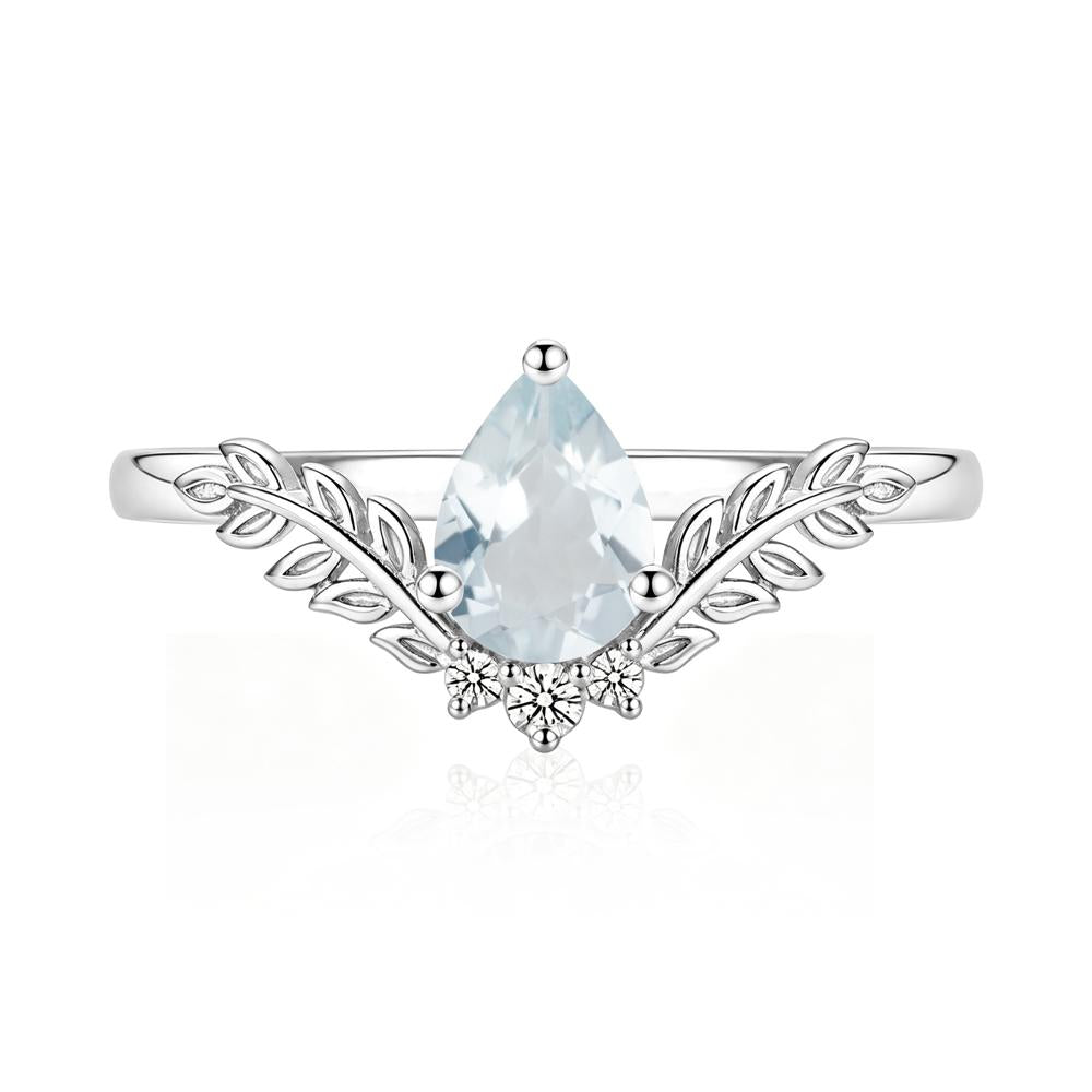 Pear Shaped Alexandrite Leaf Curved Ring - LUO Jewelry #gemstone_Aquamarine