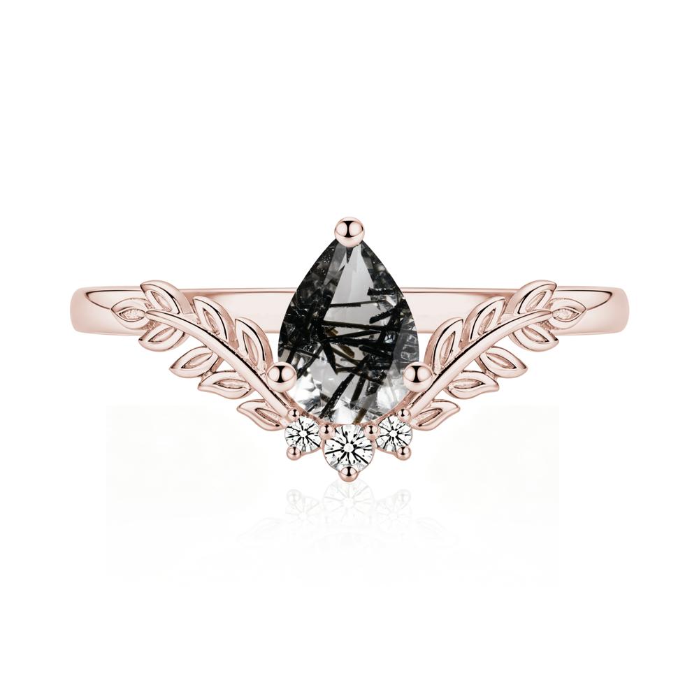 Pear Shaped Alexandrite Leaf Curved Ring - LUO Jewelry #gemstone_Black Rutilated Quartz