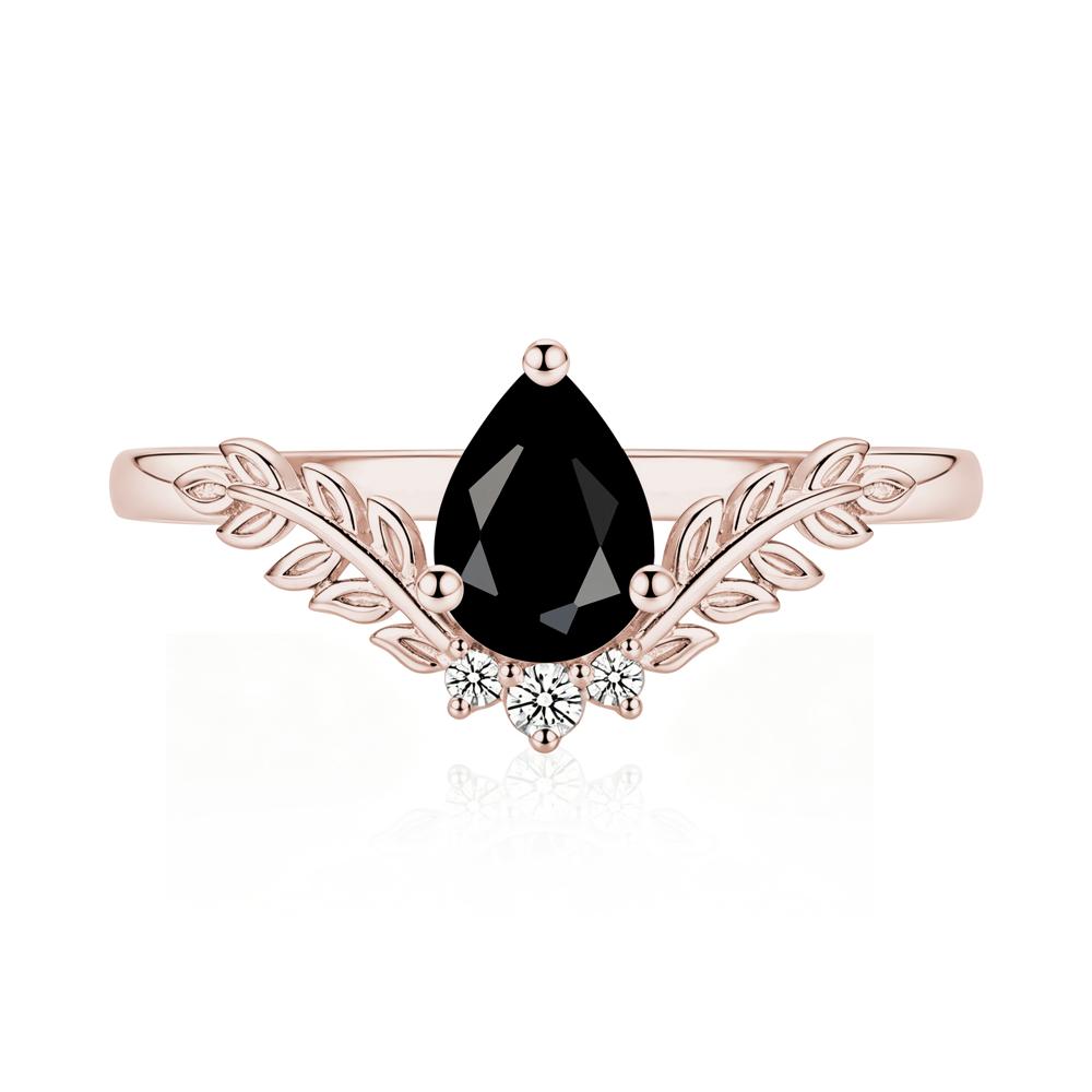 Pear Shaped Alexandrite Leaf Curved Ring - LUO Jewelry #gemstone_Black Spinel