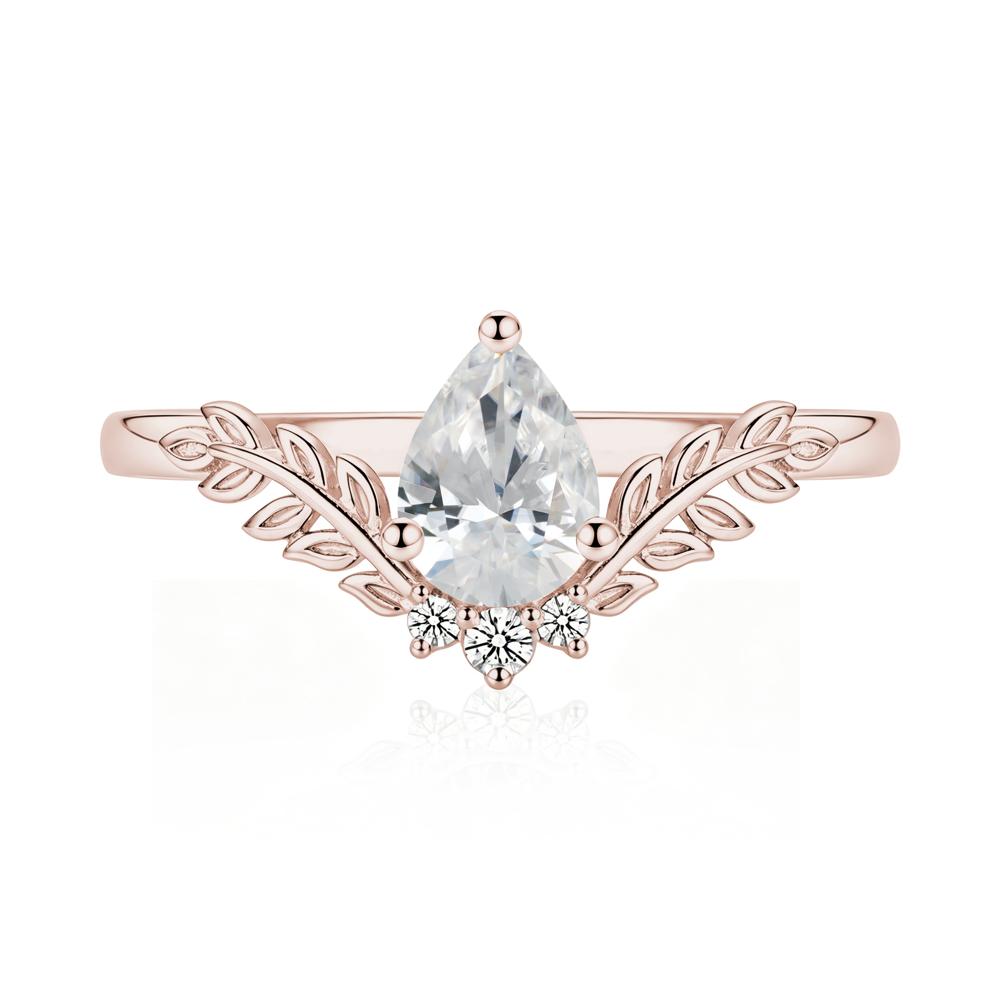 Pear Shaped Alexandrite Leaf Curved Ring - LUO Jewelry #gemstone_Cubic Zirconia