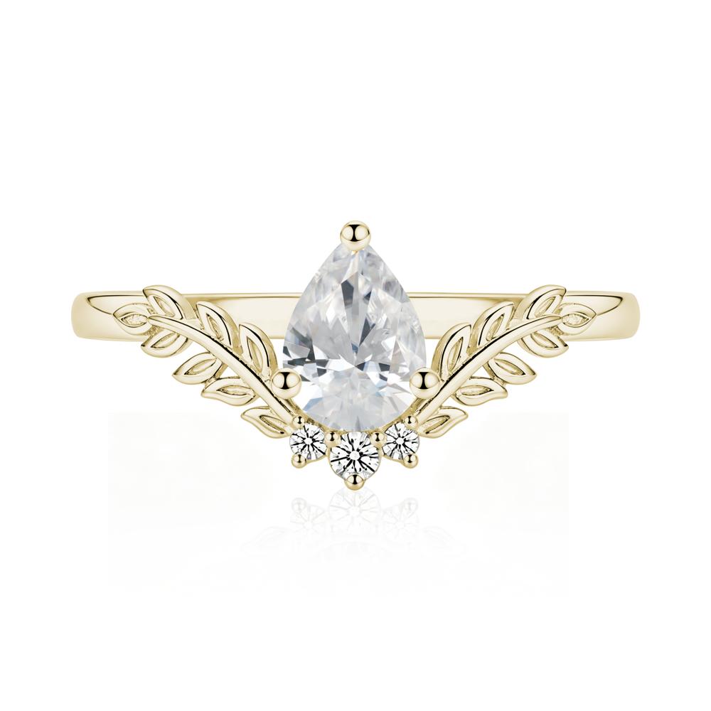 Pear Shaped Alexandrite Leaf Curved Ring - LUO Jewelry #gemstone_Cubic Zirconia