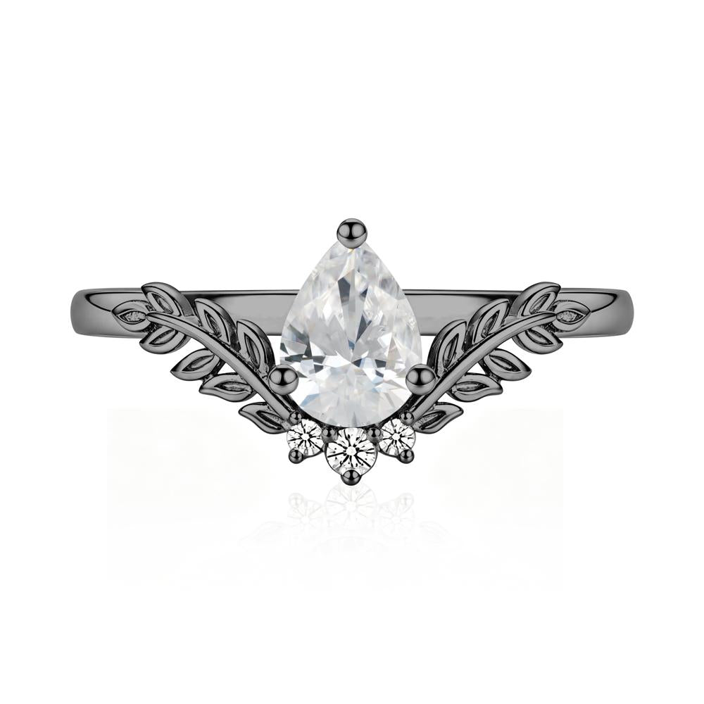 Pear Shaped Alexandrite Leaf Curved Ring - LUO Jewelry #gemstone_Cubic Zirconia