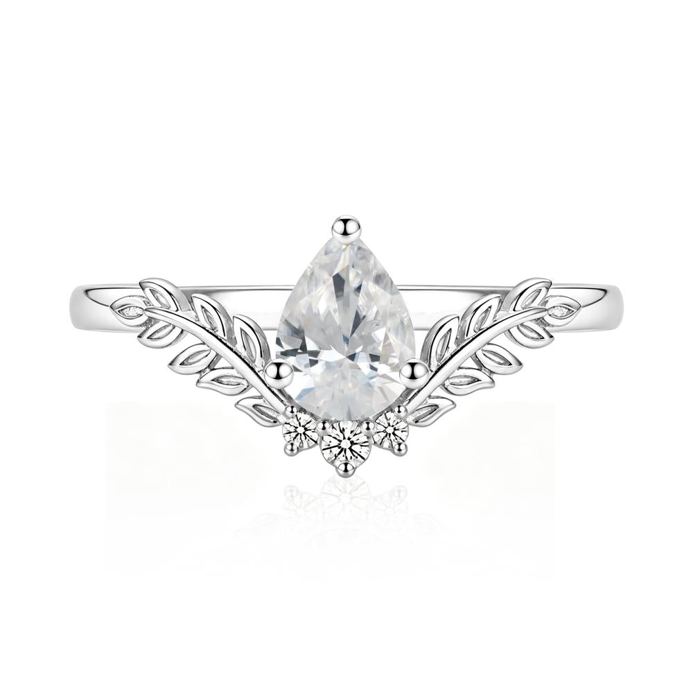 Pear Shaped Alexandrite Leaf Curved Ring - LUO Jewelry #gemstone_Cubic Zirconia