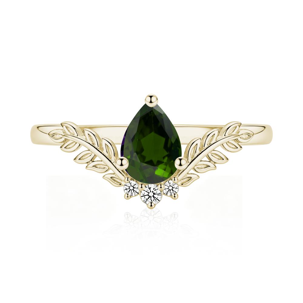 Pear Shaped Alexandrite Leaf Curved Ring - LUO Jewelry #gemstone_Diopside