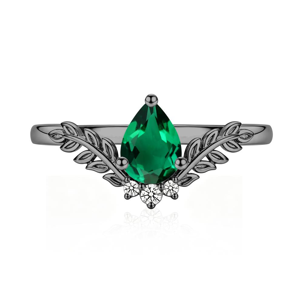 Pear Shaped Alexandrite Leaf Curved Ring - LUO Jewelry #gemstone_Emerald