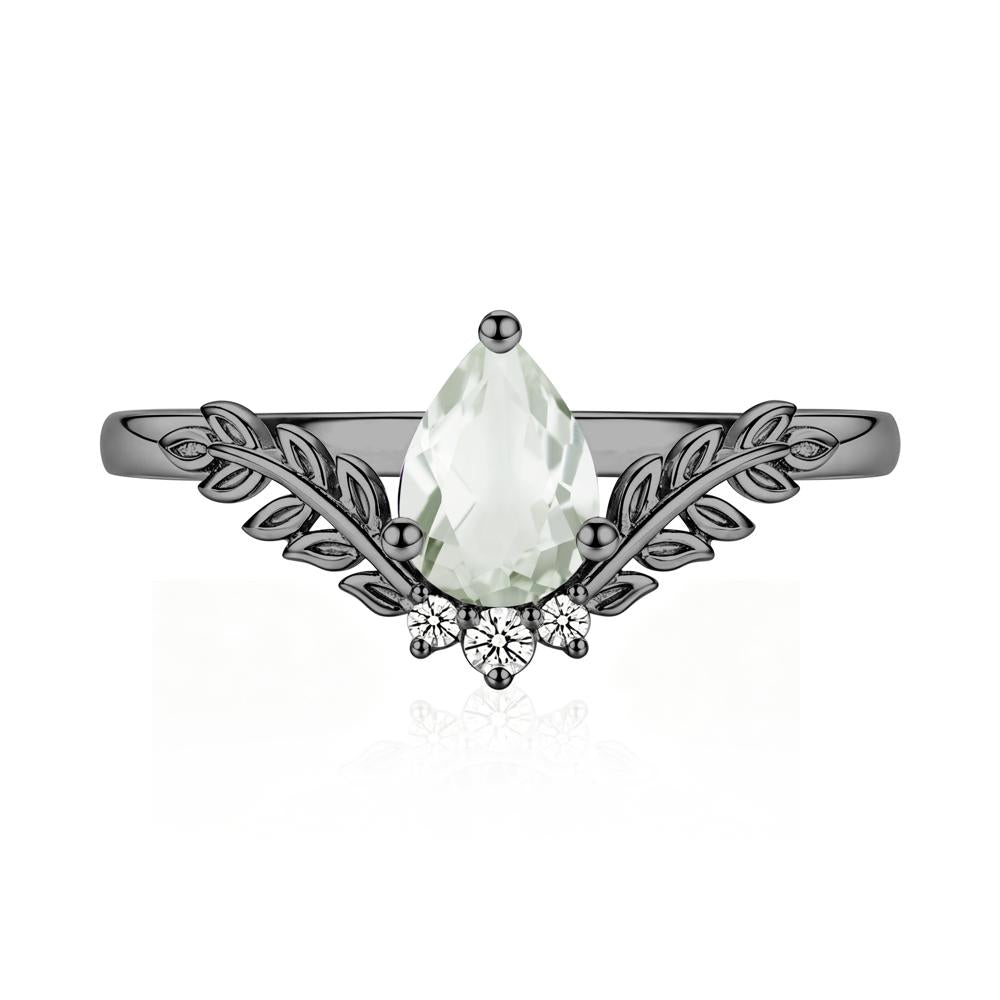 Pear Shaped Alexandrite Leaf Curved Ring - LUO Jewelry #gemstone_Green Amethyst