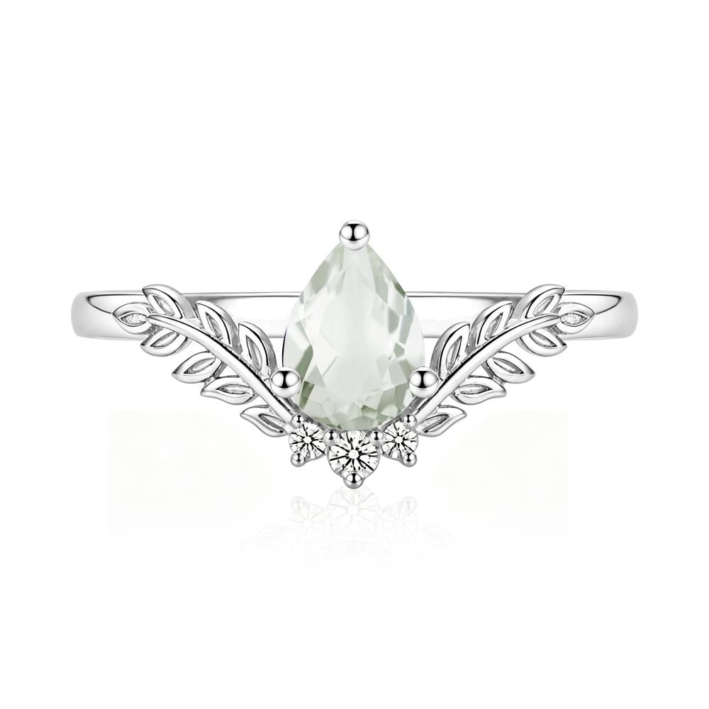 Pear Shaped Alexandrite Leaf Curved Ring - LUO Jewelry #gemstone_Green Amethyst