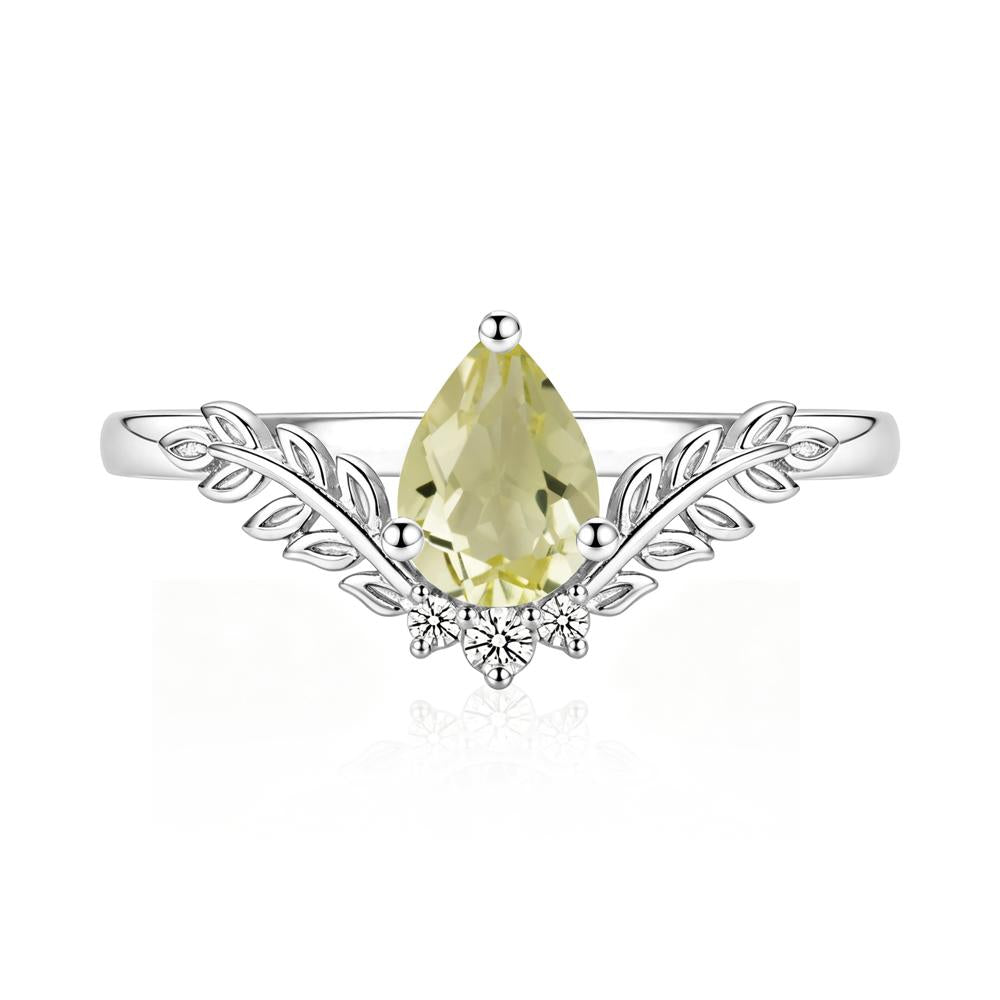Pear Shaped Alexandrite Leaf Curved Ring - LUO Jewelry #gemstone_Lemon Quartz