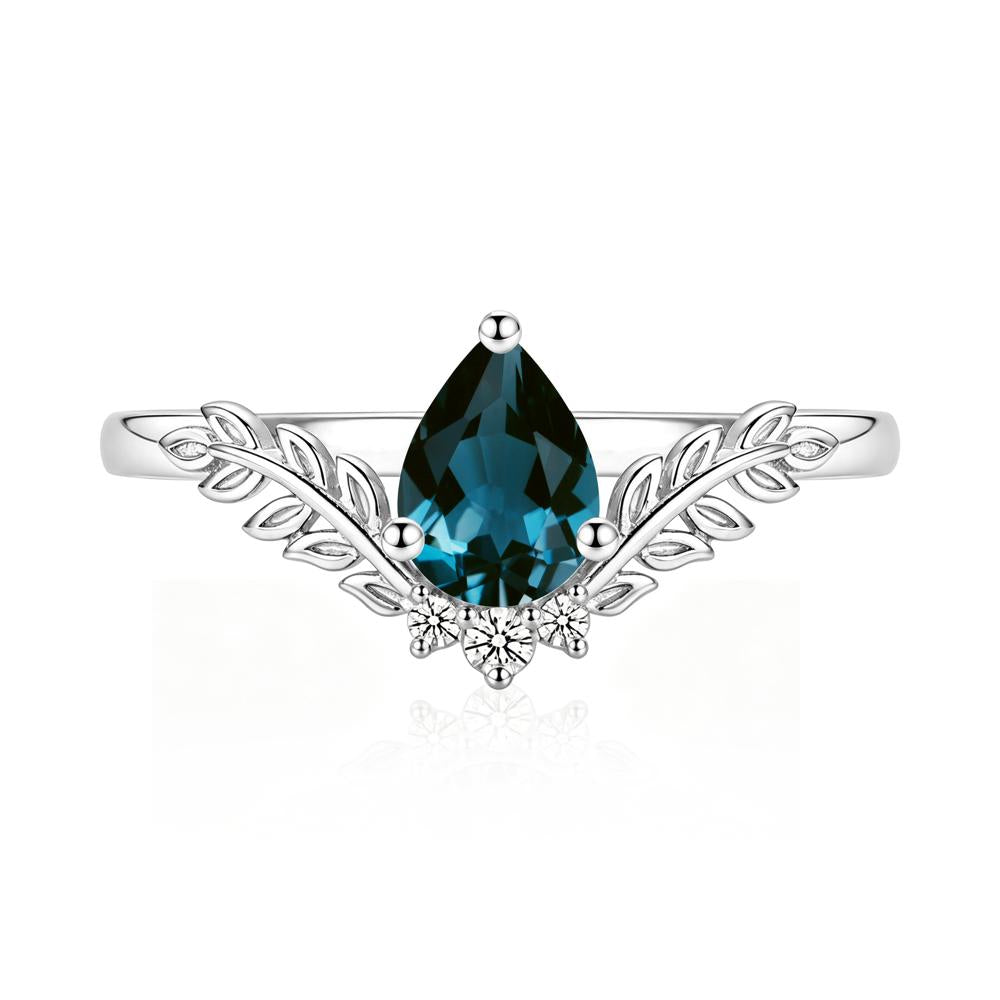 Pear Shaped Alexandrite Leaf Curved Ring - LUO Jewelry #gemstone_London Blue Topaz