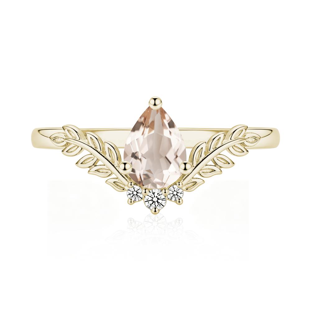 Pear Shaped Alexandrite Leaf Curved Ring - LUO Jewelry #gemstone_Morganite