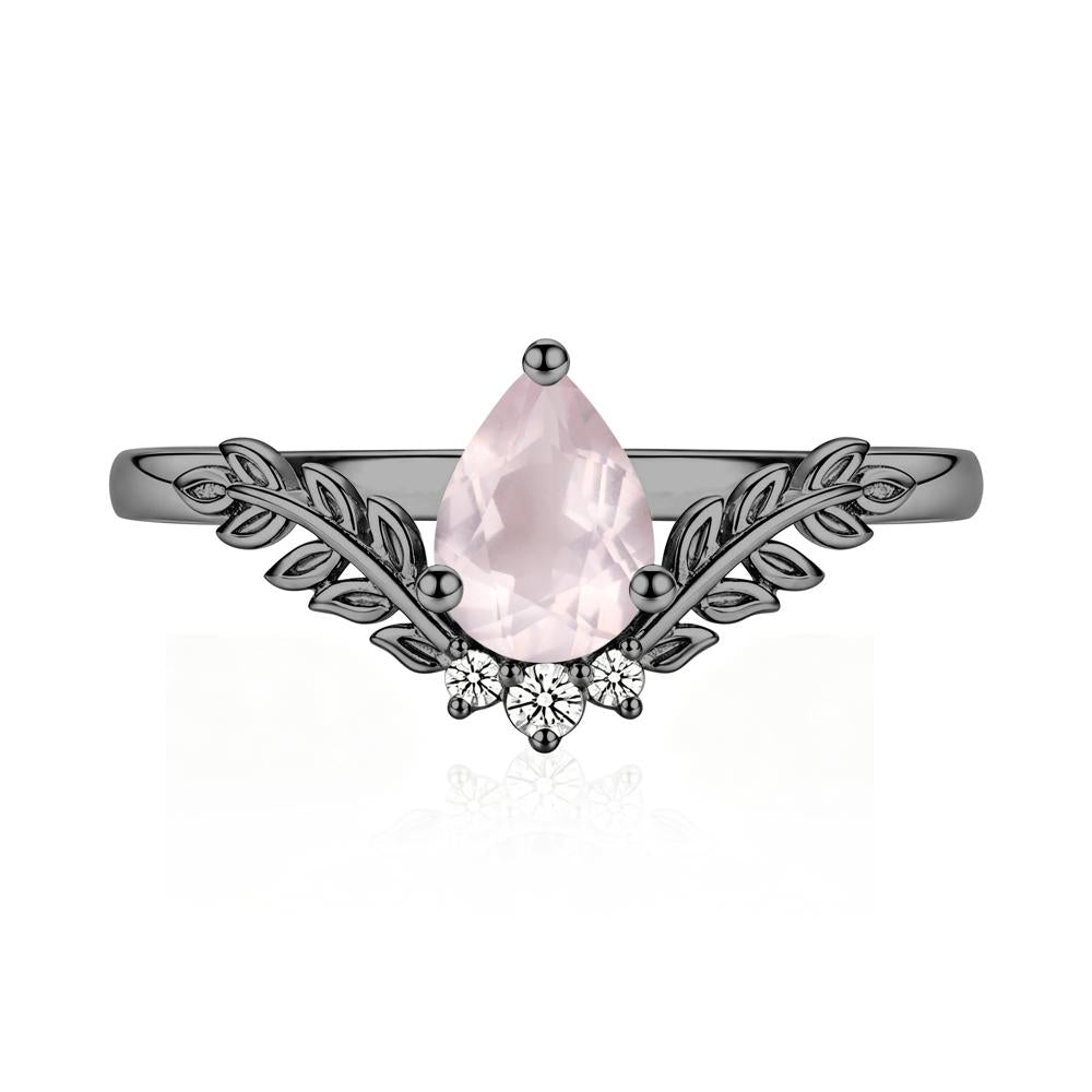 Pear Shaped Alexandrite Leaf Curved Ring - LUO Jewelry #gemstone_Rose Quartz