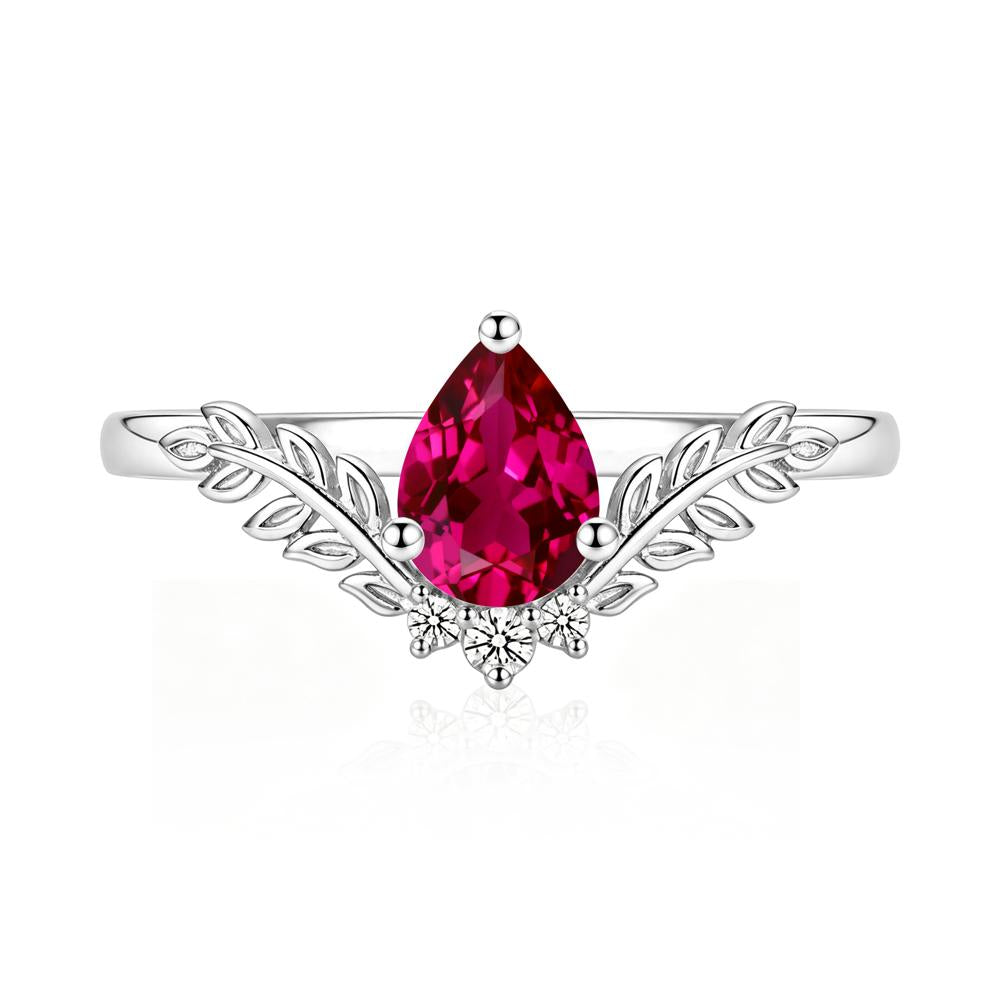 Pear Shaped Alexandrite Leaf Curved Ring - LUO Jewelry #gemstone_Ruby