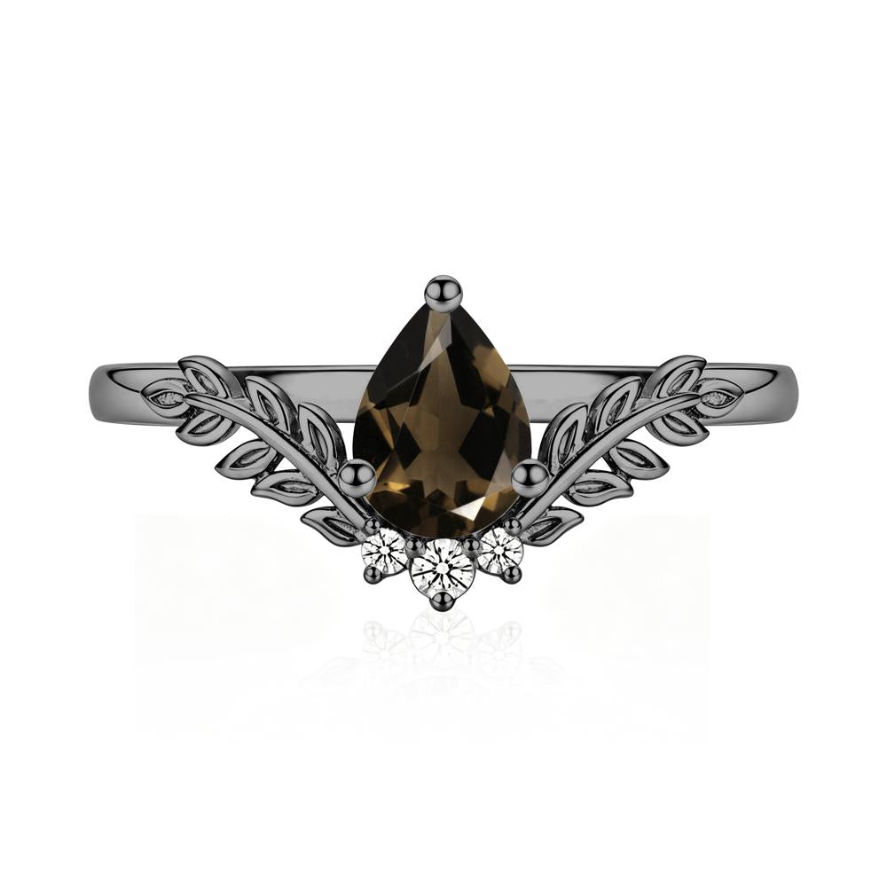 Pear Shaped Alexandrite Leaf Curved Ring - LUO Jewelry #gemstone_Smoky Quartz