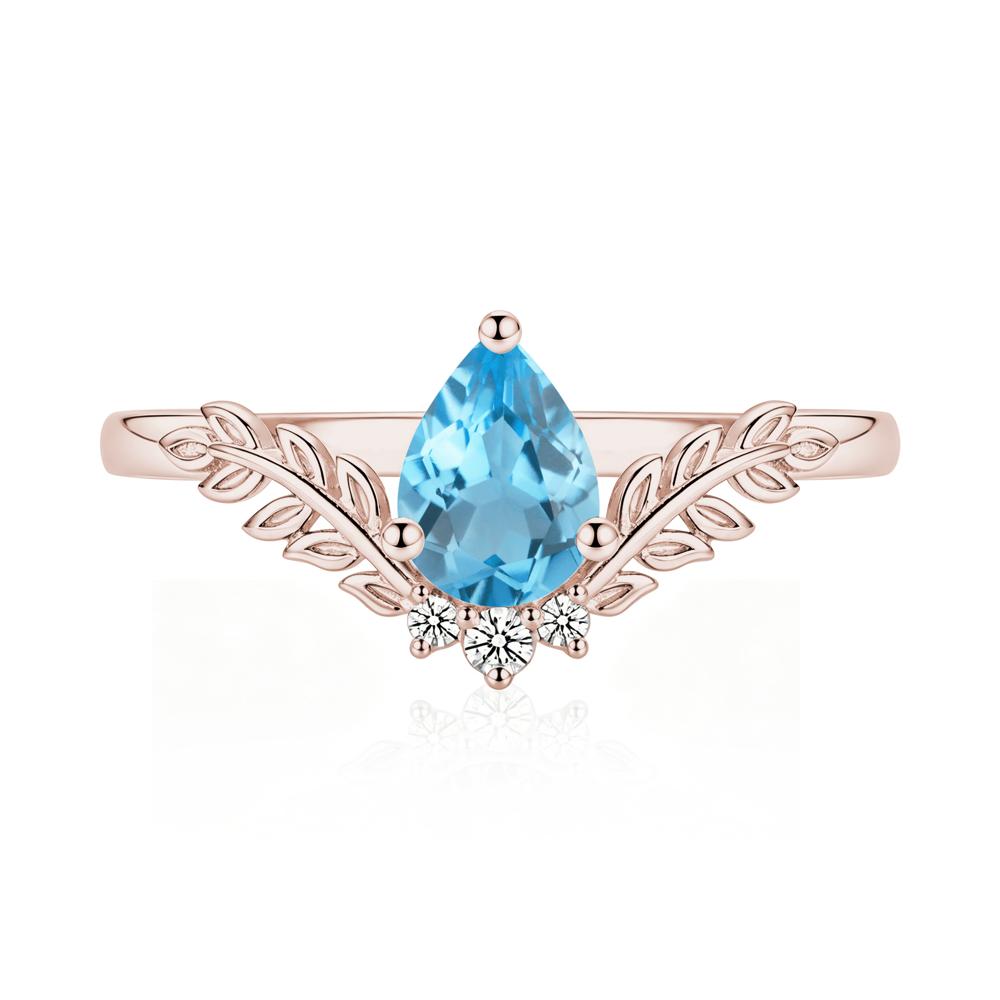 Pear Shaped Alexandrite Leaf Curved Ring - LUO Jewelry #gemstone_Swiss Blue Topaz