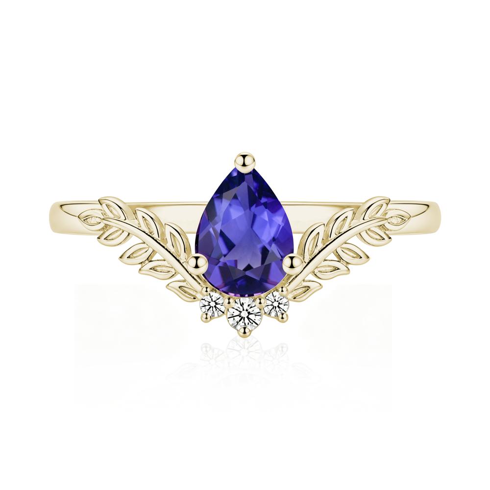 Pear Shaped Alexandrite Leaf Curved Ring - LUO Jewelry #gemstone_Tanzanite
