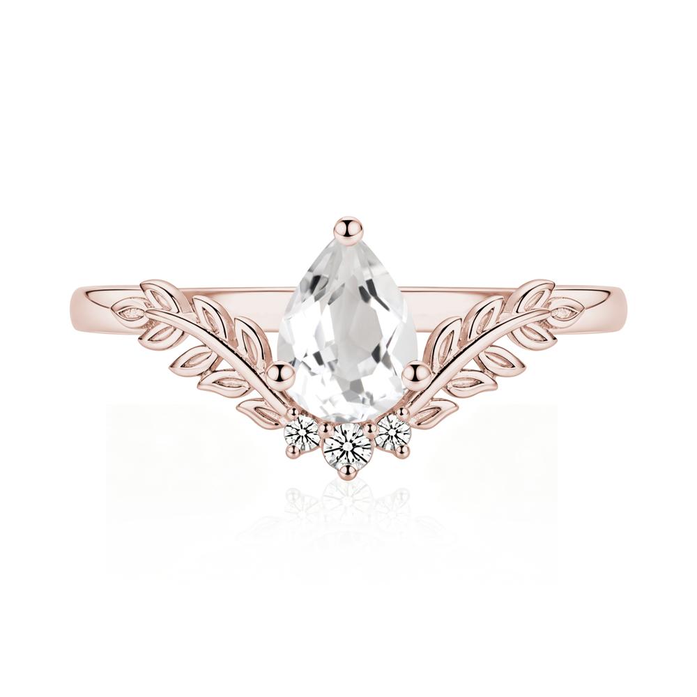 Pear Shaped Alexandrite Leaf Curved Ring - LUO Jewelry #gemstone_White Topaz