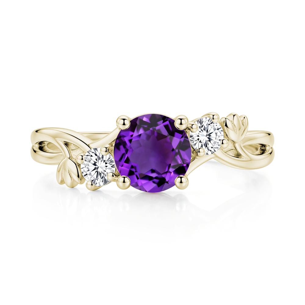 Floral Round Shaped Sapphire Twist Bypass Ring - LUO Jewelry #gemstone_Amethyst
