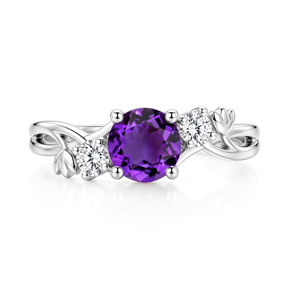 Floral Round Shaped Sapphire Twist Bypass Ring - LUO Jewelry #gemstone_Amethyst