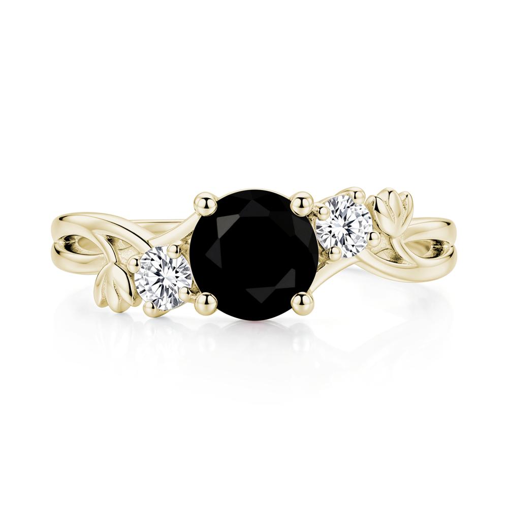 Floral Round Shaped Sapphire Twist Bypass Ring - LUO Jewelry #gemstone_Black Spinel