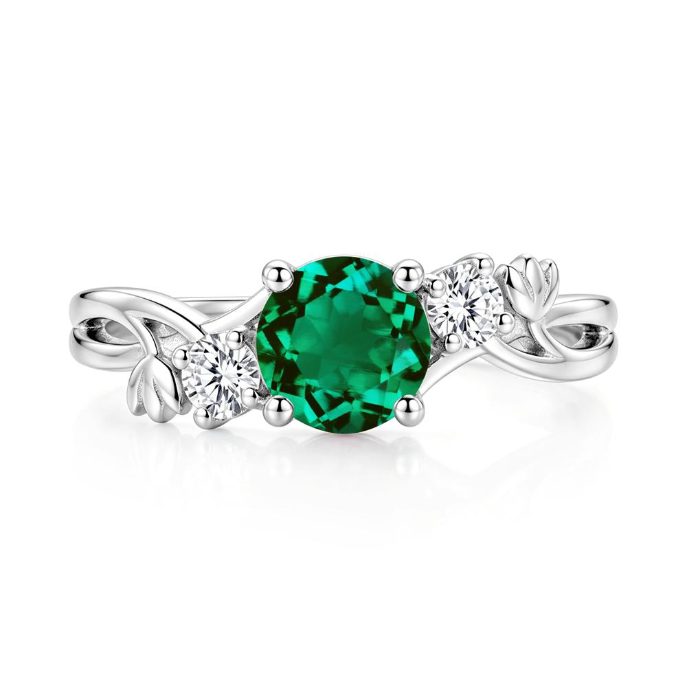 Floral Round Shaped Sapphire Twist Bypass Ring - LUO Jewelry #gemstone_Emerald