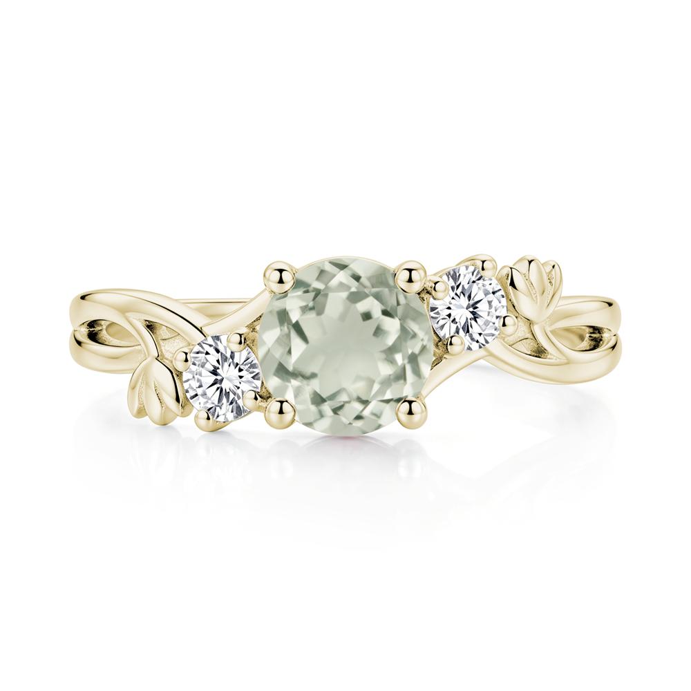 Floral Round Shaped Sapphire Twist Bypass Ring - LUO Jewelry #gemstone_Green Amethyst