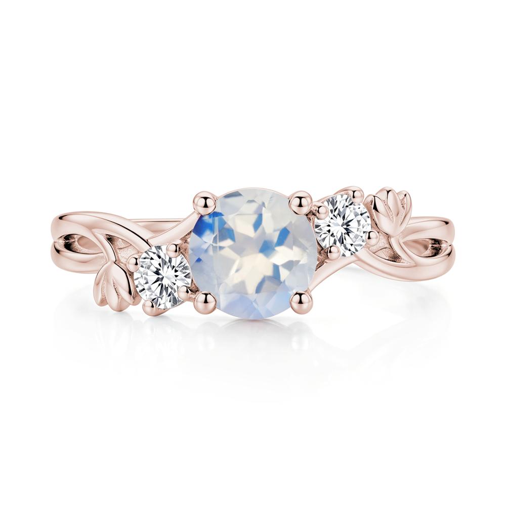 Floral Round Shaped Sapphire Twist Bypass Ring - LUO Jewelry #gemstone_Moonstone